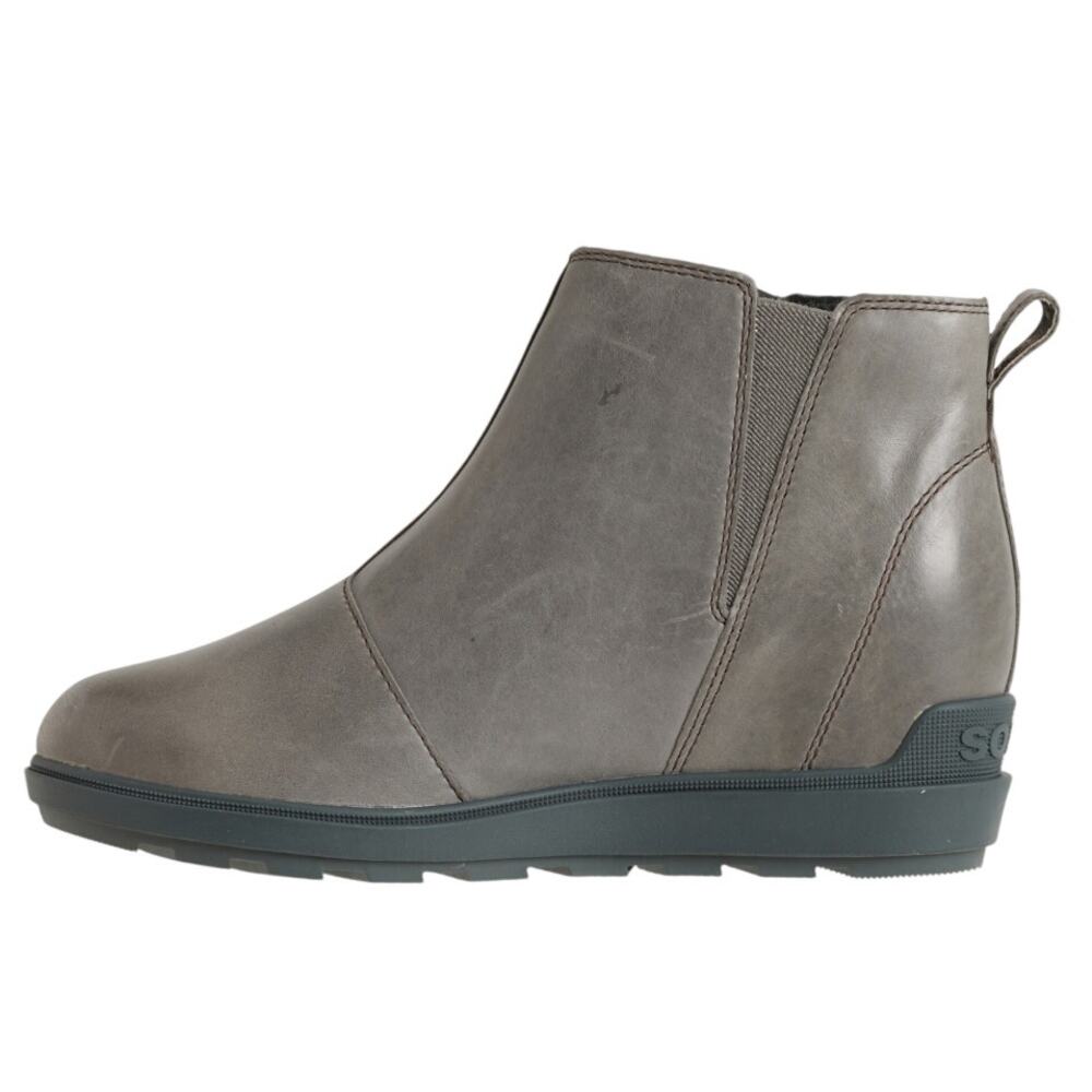 Sorel Women Evie ll Zip Wedge Bootie US 10.5 EU 41.5 Grey Leather Waterproof NIB - Picture 2 of 13